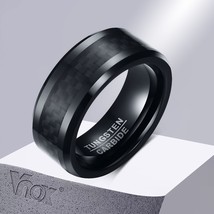 Basic Black Tungsten Carbide Rings for Men 8mm Wedding Bands Male Jewelry - £18.60 GBP