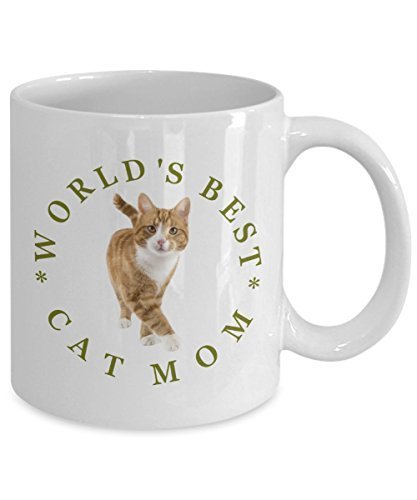 Worlds Best Cat Mom Mug - Funny Cat Lover Gift For Women - Kitty Coffee Cup - $14.65