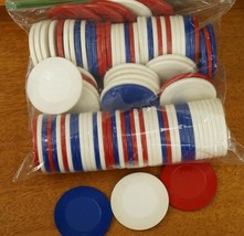 VINTAGE Lot Gambling Casino Hard Plastic Red White &amp; Blue Poker Chips 95+ - $24.74