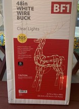 48in White Wire Buck Christmas Decoration 105 Clear Lights Yard Display - $217.80