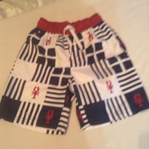 Gymboree swim shorts Size 6 lobster trunks swimwear red blue white - £12.25 GBP