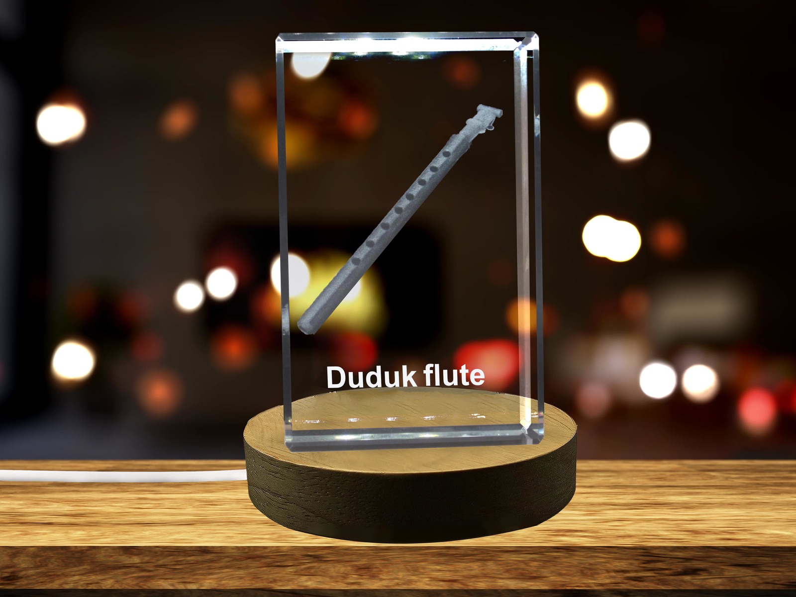 LED Base included | Duduk 3D Engraved Crystal 3D Engraved Crystal Keepsake/Gift