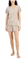 Alfani Women Pocket T-Shirt &amp; Tulip-Hem Shorts Pajama Set-Light Beige XXL - £16.70 GBP