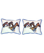 Pair of Betsy Drake Three Horses Large Indoor Outdoor Pillows 16x20 - £70.39 GBP