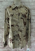 Alfred Dunner Woman Jacket Tropical Floral Button Front Brown Tan Size 16W NEW - £34.62 GBP