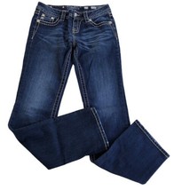 Miss Me Jeans Women&#39;s Sz 27  Mid Rise Easy Straight Blue Embroidered Poc... - $32.42