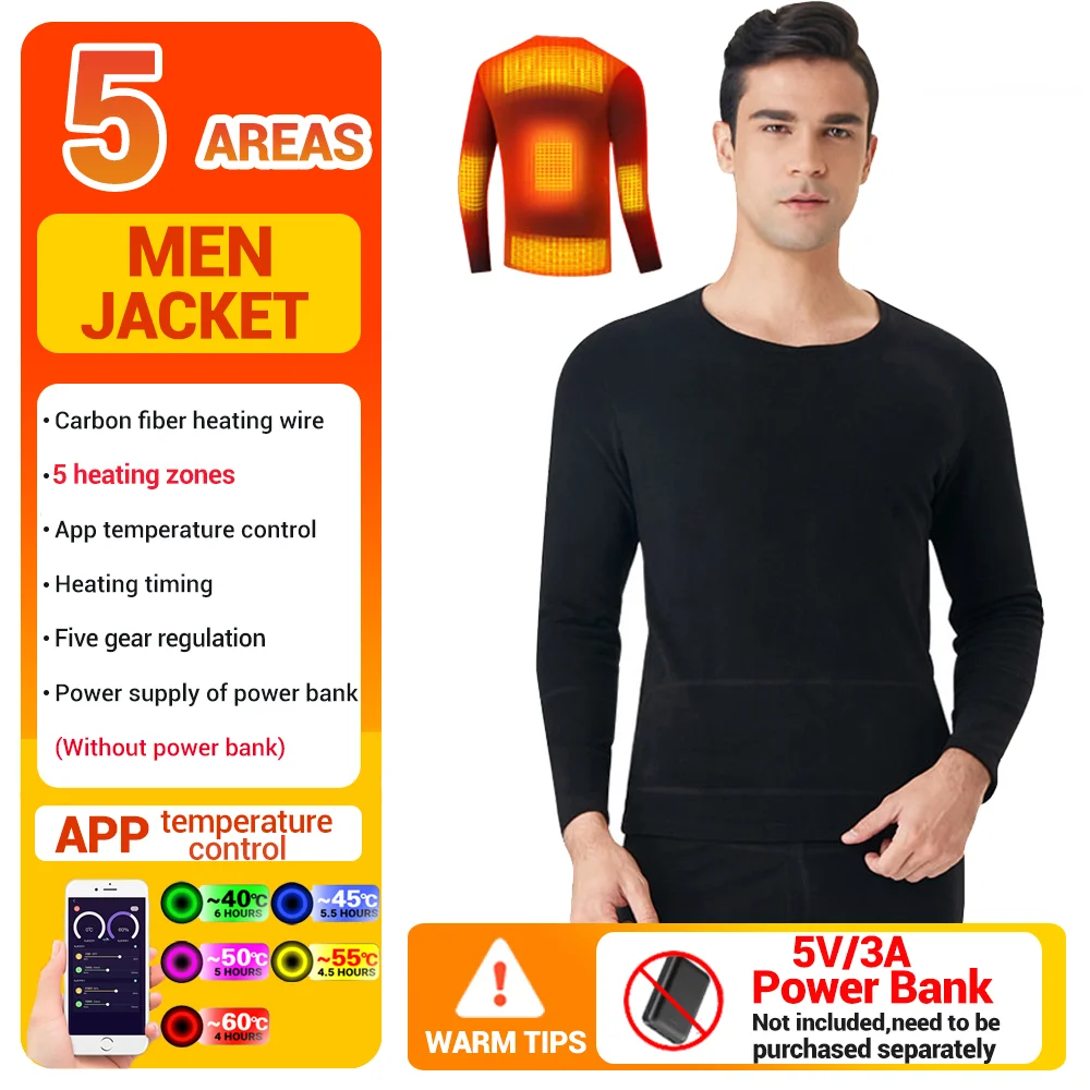 Heated  Men Heating  Suit Smart Phone APP Control Temperature USB Battery Powere - £272.18 GBP