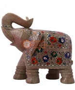 12&quot; Marble Inlaid Jumbo Elephant Semi Precious Floral Wedding Gift Show ... - £965.77 GBP