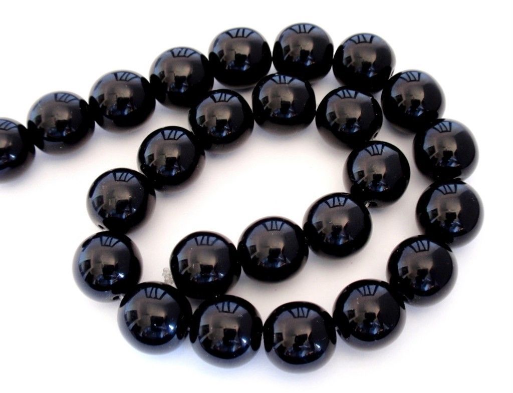 10 12mm Czech Glass Round Beads: Jet - $1.30