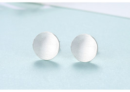 Round Ear S925 Silver Stud Earrings Women Korean Style Simple 14K Brushed Handma - £15.96 GBP