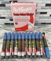 12pc Artline Poster Colour Marker Semi Permanent METALLIC BLUE Shachihat... - $275.87 MXN