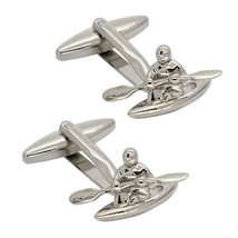 Kayak Cufflinks Outdoor Adventure Canoe Water Paddle Sport Rapids W Gift Bag - £11.95 GBP