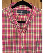 Ralph Lauren Polo Shirt mens XL long sleeve button down Pink Plaid Green... - $14.65