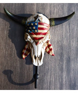 Western Star Patriotic American Flag Cow Skull With Feathers Single Wall... - £19.63 GBP