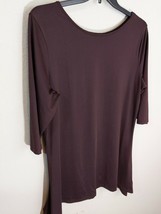 Lily Firmiana Brown Tunic Blouse Shark Bite Hem 3/4 Sleeves Scoop Neck 1X - £11.78 GBP
