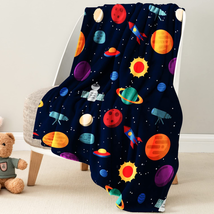 Kids Girls Print Space Bedroom Soft Cozy Lightweight Plush Throw Blanket 50&quot;x60&quot; - £32.30 GBP