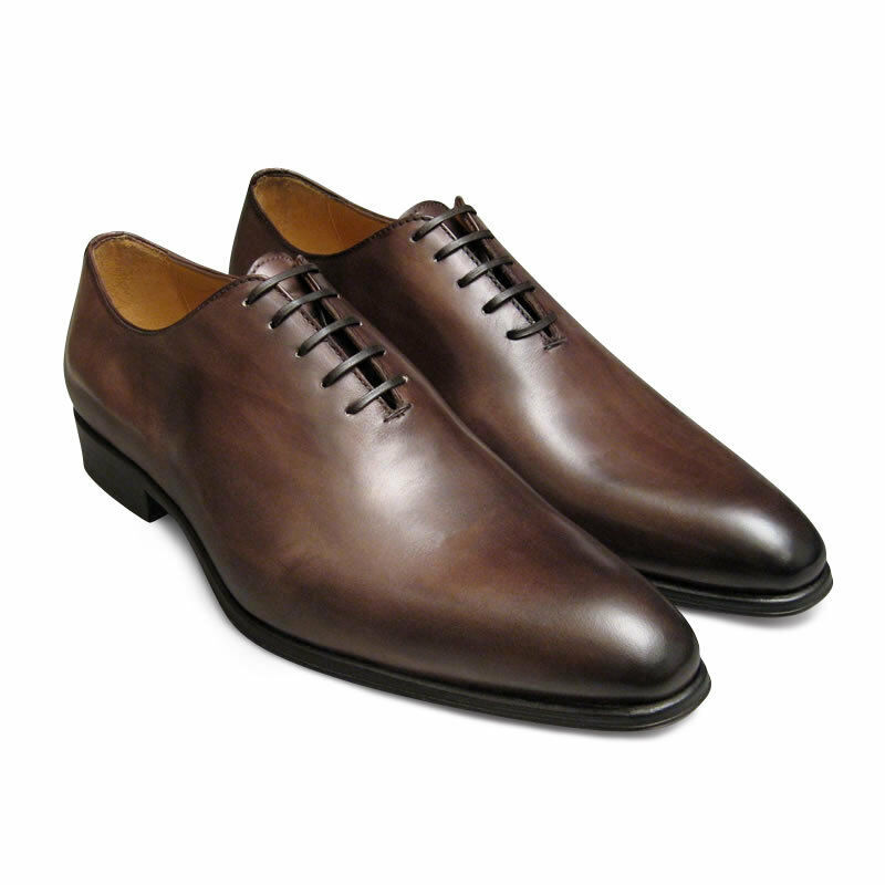 Made to Order Brown Color Plain Toe Lace Up Oxford Genuine Leather Shoes US 7-16