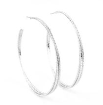 Paparazzi Watch and Learn Silver Hoop Earrings - New - $4.50