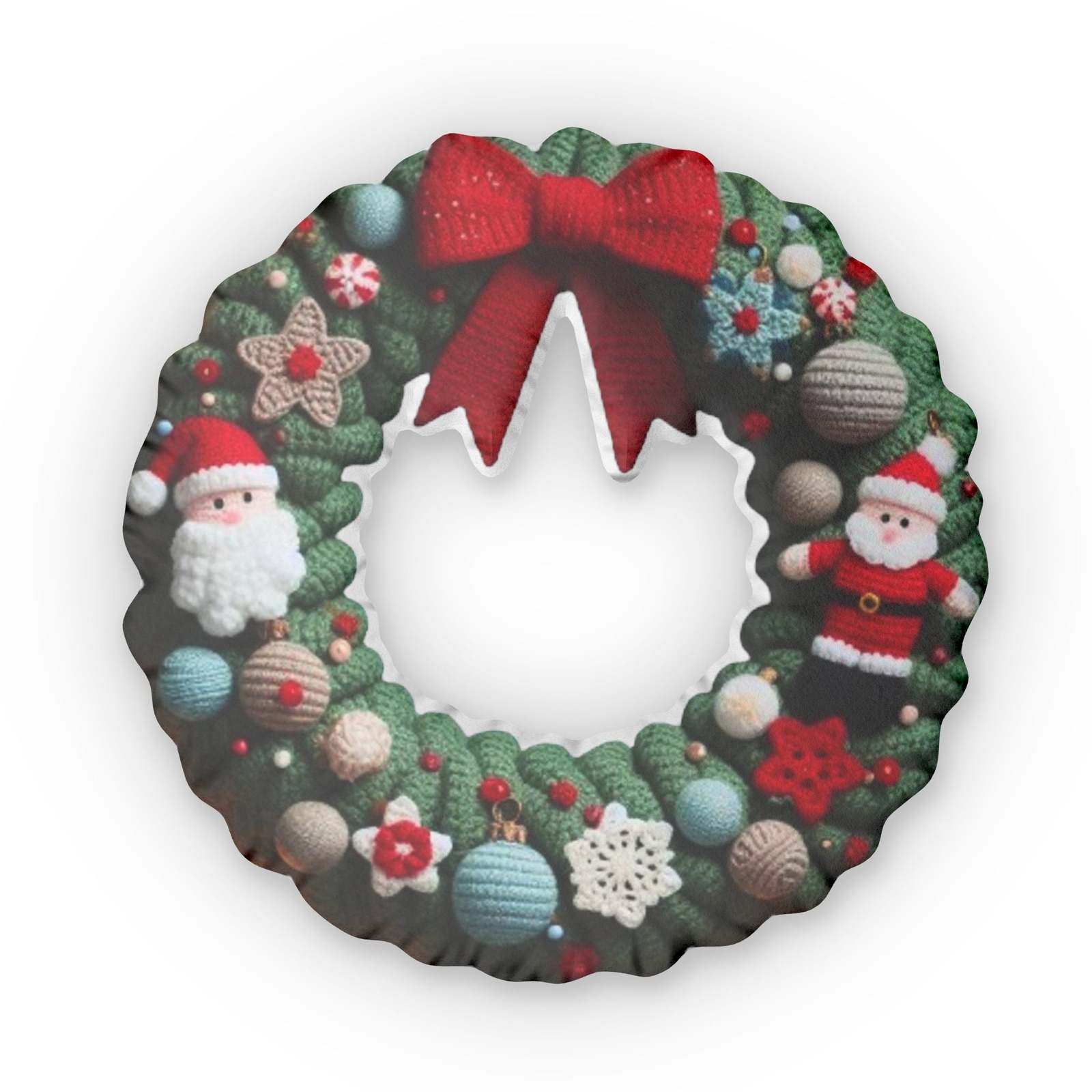 Christmas Crochet Wreath, Winter Gift, Plush Shaped Pillow - $44.67+