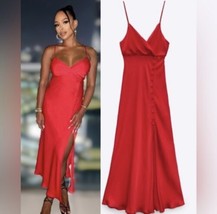 Bloggers Fave! Satin Effect Buttoned Slip Dress Red - £51.57 GBP