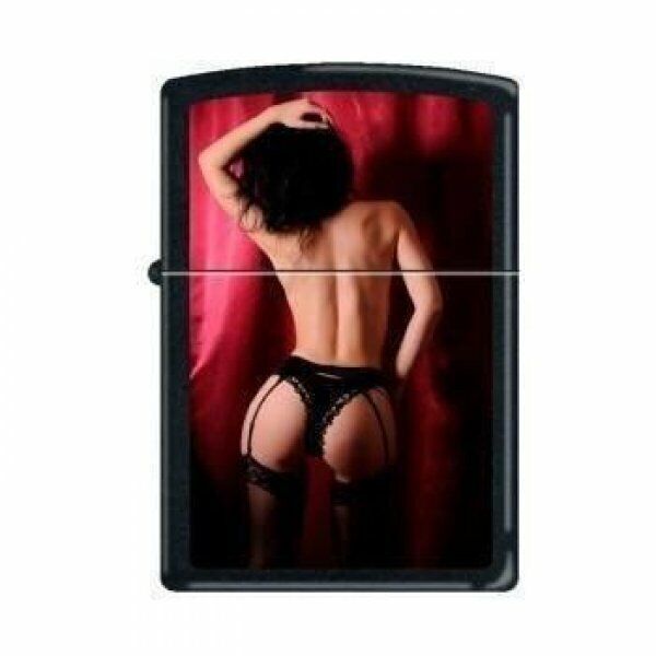 Zippo Lighter - View From Behind Red Curtain Black Matte - 853271 - $32.06