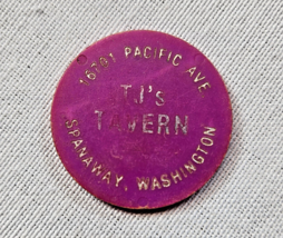 Vintage TJ's Tavern Good for One Schooner Beer Token Pink Spanaway Washi... - $5.93