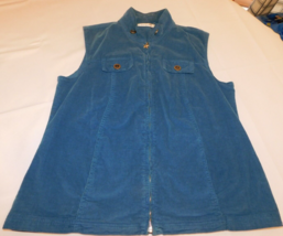 Fresh Produce Women&#39;s Ladies Sleeveless Zip Up Vest Size L large Teal Corduroy - £16.09 GBP