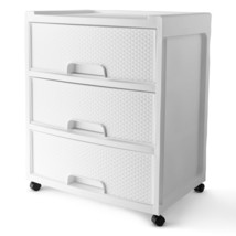 Mainstays 3 Drawer Wide Diamond Arctic White Plastic Storage Cart - £39.04 GBP