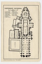 1924 Original Vintage Plan Of Canterbury Cathedral / England - £13.65 GBP