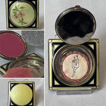 Art Deco Evans Tap Sift Compact Enamel &amp; Metal Floral Makeup Rouge Powde... - £78.99 GBP