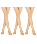 3 Pairs Pantyhose for Women Thin Sheer Tights 20 Denier Skin Color - £8.60 GBP