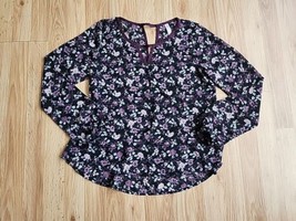 Xhilaration Womens Size Medium Multicolor Floral Long Sleeve Sheer Shirt - £9.45 GBP