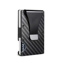 DIENQI Carbon Fiber Card Holder Mini Aluminum Metal RFID Magic Men&#39;s Wallet - £56.29 GBP
