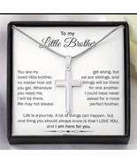 Gift for My Little Brother - Silver Cross &amp; Chain Necklace With Gift Box - £19.88 GBP