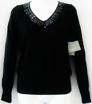 Liz Claiborne Sweater Knit Top Petite Petite - PP  Stones V Neck Shirt New Tag - $38.69