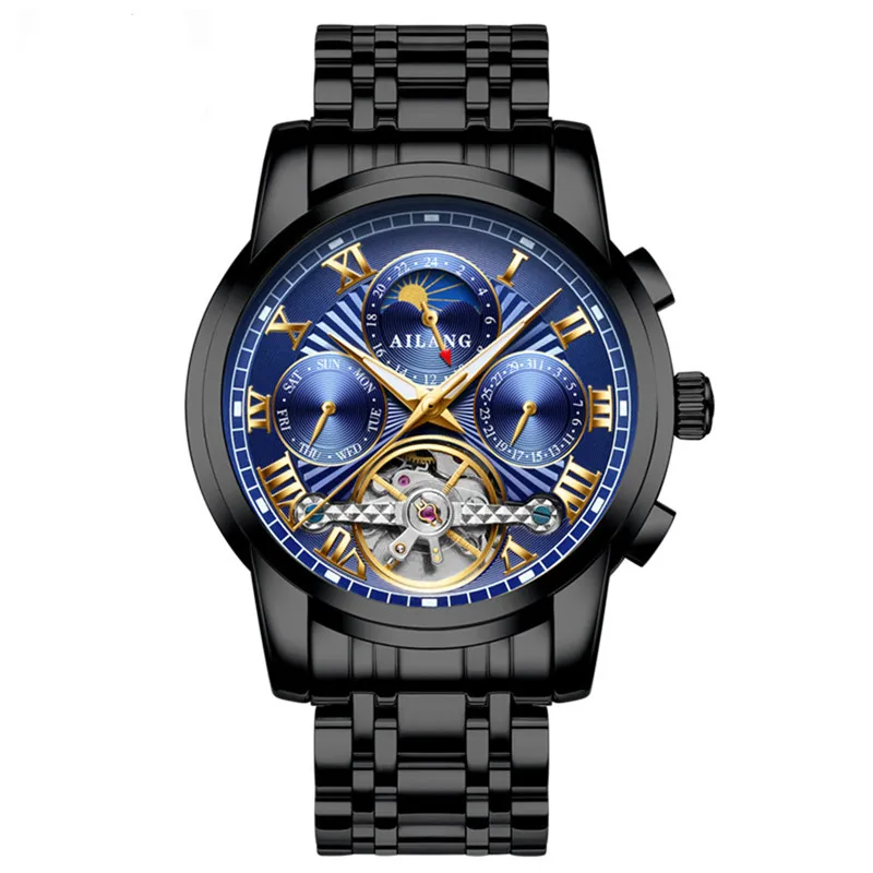  Men&#39;s     Tourbillon Automatic Mechanical Watch  Men Moon Phase Skeleton Male C - £41.01 GBP