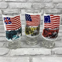 Early Flags Of Our Nation Footed Drinking Glasses Series I Lot of 3 Amer... - $20.26