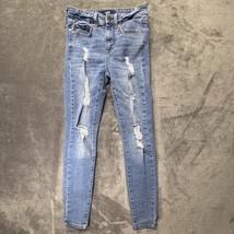 Aero Womens Size 0 Blue Skinny High Rise Distressed Medium Wash Stretch ... - $824.68 MXN