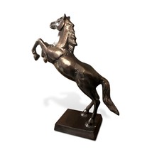 Large Stallion on Hind Legs Cast Iron Bronze Finish Statue - £179.29 GBP