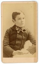 CIRCA 1870&#39;S CDV Handsome Young Boy with Big Bow Tie Howland Cincinnati, OH - £7.46 GBP