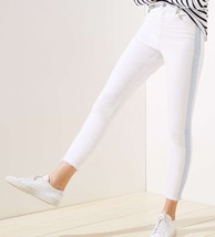 Ann Taylor LOFT Skinny Crop Jeans Womens 8 29 White Side Stripe Frayed NEW - $32.54