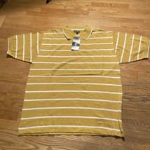 NWT Men&#39;s Koman Jeans Polo Shirt Sz 3XL Bright Yellow Striped Y2K - £11.75 GBP