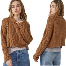 Free People Cutting Edge Cable Knit Sweater Brown Large - £39.05 GBP