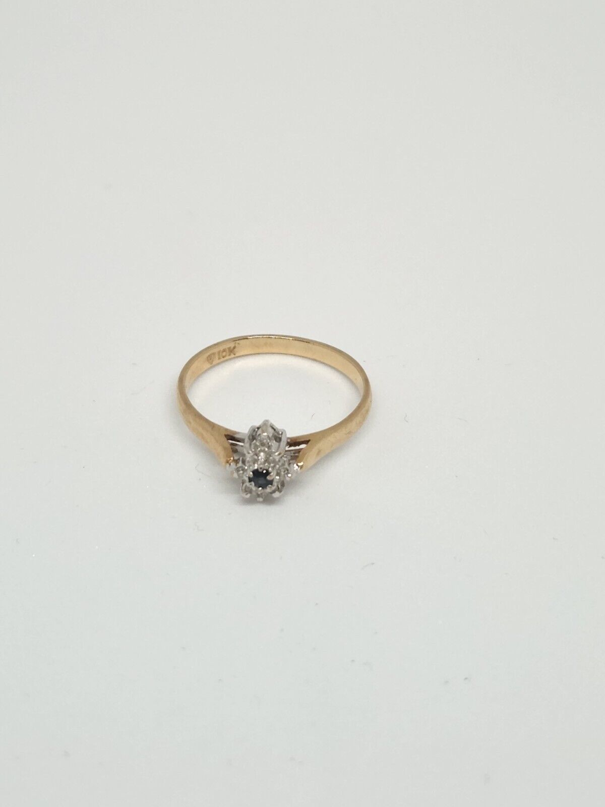 Primary image for 10K Yellow Gold Diamond Cluster Ring Black Gemstone Size 7 Engagement Jewelry