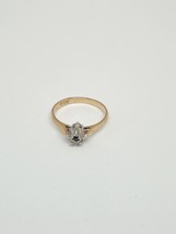 10K Yellow Gold Diamond Cluster Ring Black Gemstone Size 7 Engagement Jewelry - £94.70 GBP