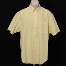 Nautica Mens Button Front Shirt L Large Pastel Yellow 100% Cotton Short Sleeve - £16.75 GBP