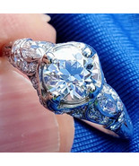Earth mined Diamond Deco Engagement Ring 2 carat Vintage Platinum Solitaire 7.75 - $14,720.25