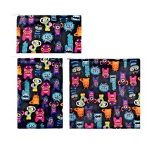 3 Piece Lunch Set Snack Bags KIds Small Med Large Choice Patterns Gym Zip - $10.99