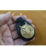 (MD50-D) RAM BIG HORN bighorn Sheep head BRONZE Medallion LEATHER KEY RING - $32.07 CAD