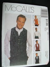 McCalls 9136 sewing pattern, mens vest bow tie cummerbund 40 42 44 MX Uncut - $165.85 MXN